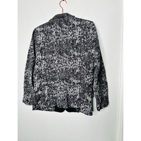 BADGLEY MISCHKA Grey Black Printed Floral 100% Cotton Fitted Charlie Blazer XL - Picture 7 of 12